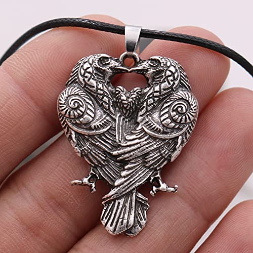 southbankstore Viking Jewelry Halskette mit Anhänger Huginn und Muninn Rabenpaar für Damen und Herren, Zinklegierung von southbankstore