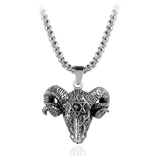 southbankstore Ziegenkopf Baphomet Halskette Anhänger Edelstahl Kielkette Satanic Biker Schmuck Geschenk für Männer Frauen, Zink von southbankstore