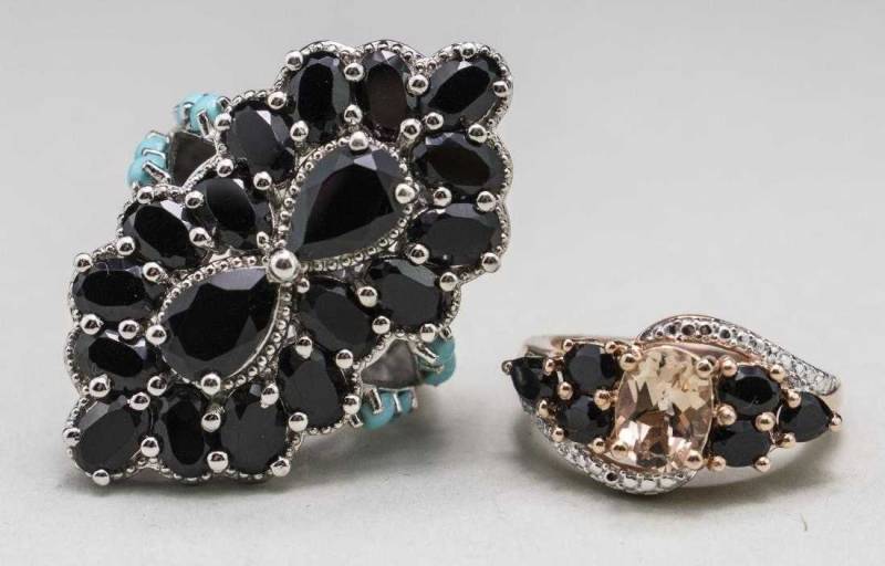 2 Schwarze Spinellringe von southseapearlco