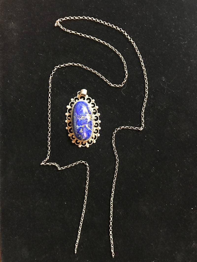Lapis Lazuli Und Silber Anhänger Halskette Lapis Lazuli Und Silber Anhänger Halskette von southseapearlco
