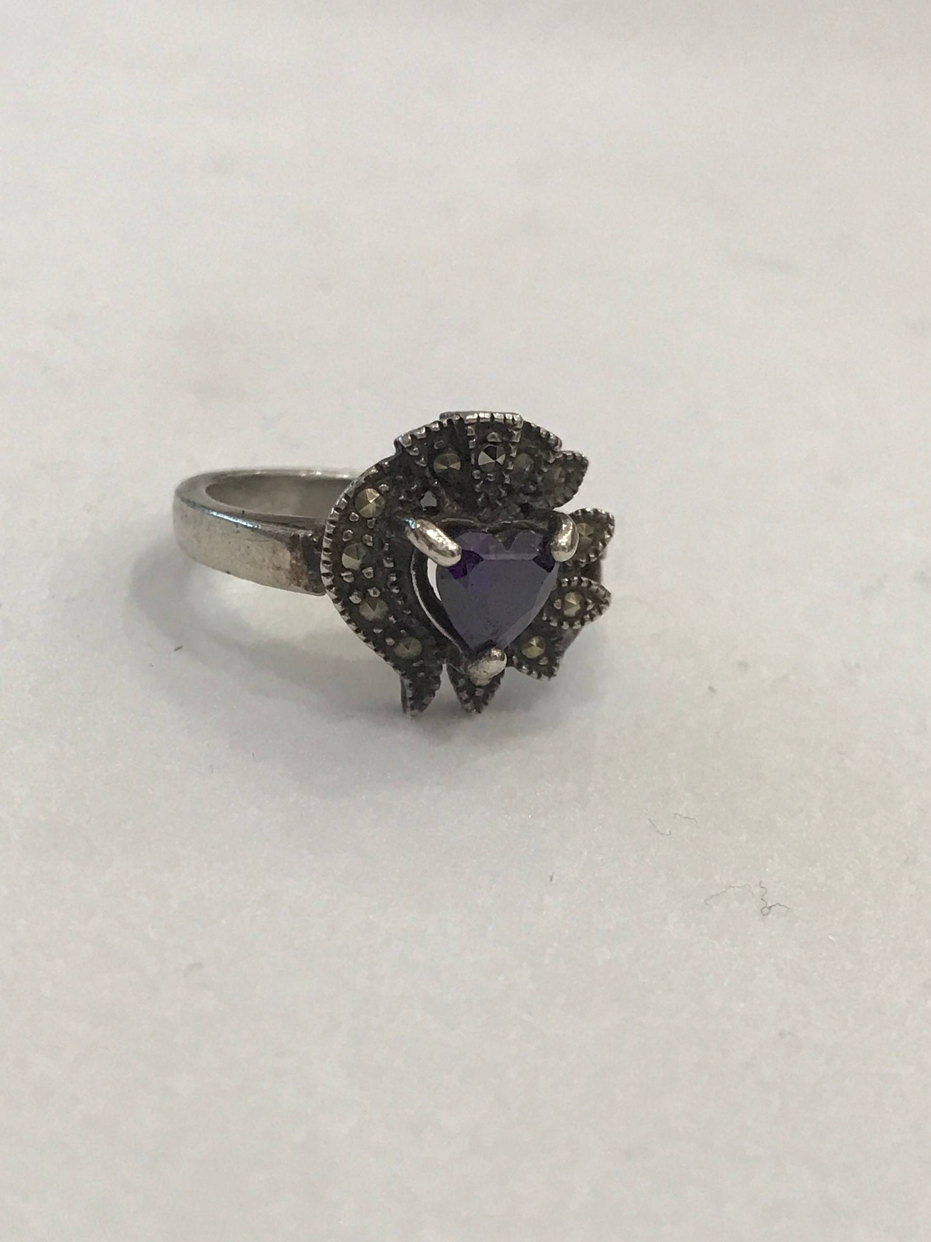 Lila Herz Stein Ring von southseapearlco