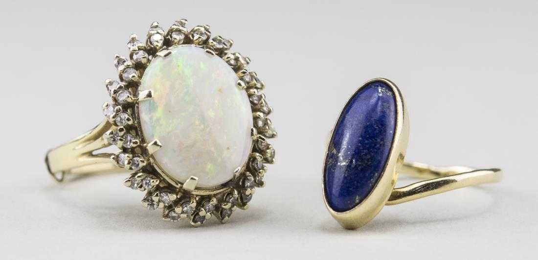 Opal Und Dimaond Ring Gold Lapis von southseapearlco