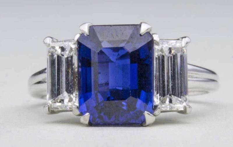 Oscar Heyman Saphir Und Diamant Ring von southseapearlco