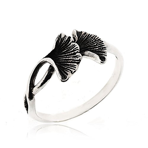 Sovats Damen Twist Ginkgo Blatt-Ring 925 Sterlingsilber, Größe 54 von Sovats