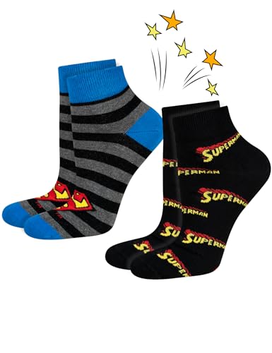 DC Comics The Batman Superman Lustige Socken Herren Baumwolle Herrensocken 40-45 Superman Logo 2 Paar von soxo