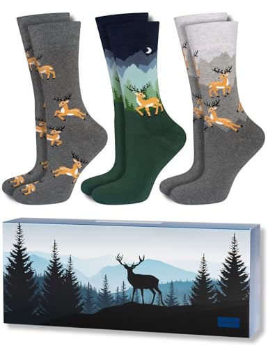 soxo Abenteuer Socken In Geschenkbox Lustige Geschenke Für Männer Herren Baumwolle Set Bunte Socks 35-40 Frottee Adventure 3 Paar von soxo