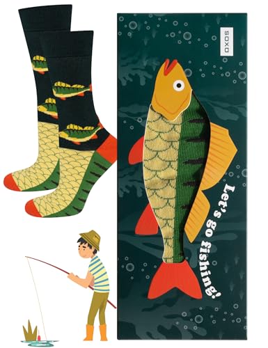 soxo Angler Geschenke Für Frauen Damen Socken Herren Lustige Geschenk Für Männer 40-45 Barsch von soxo