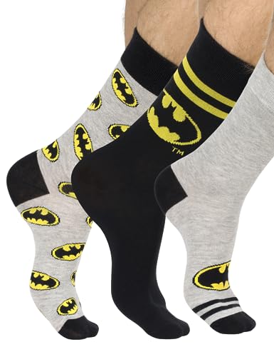 soxo DC Comics The Batman Superman Lustige Socken Herren Baumwolle Herrensocken 40-45 Batman 3 Paar von soxo