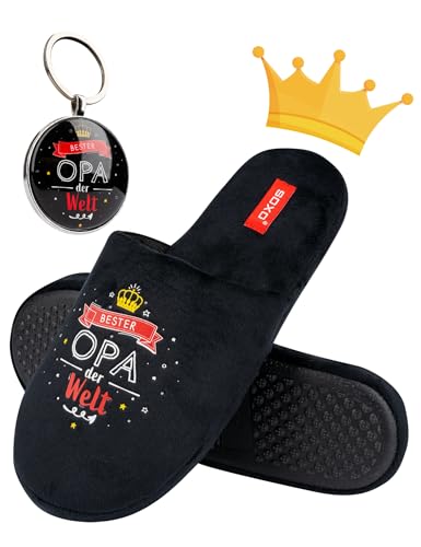 soxo Bester Opa Hausschuhe Herren Lustige Geschenke Für Männer Cozy Pantoffeln Gift 45/46 von soxo