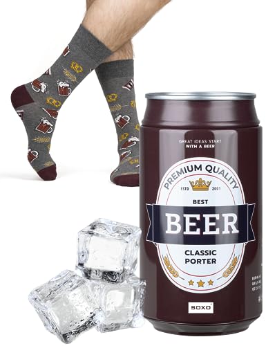 soxo Dose Socken Herren Bier Geschenke Für Männer Lustige Geschenk Sommer Socks Men 40-45 Classic Porter2 1 Paar von soxo