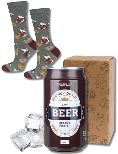 soxo Dose Socken Herren Bier Geschenke Für Männer Lustige Geschenk Sommer Socks Men 40-45 Classic Porter2 1 Paar von soxo