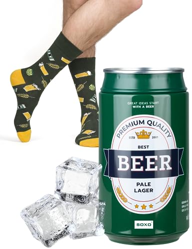 soxo Dose Socken Herren Bier Geschenke Für Männer Lustige Geschenk Sommer Socks Men 40-45 Pale Lager2 1 Paar von soxo