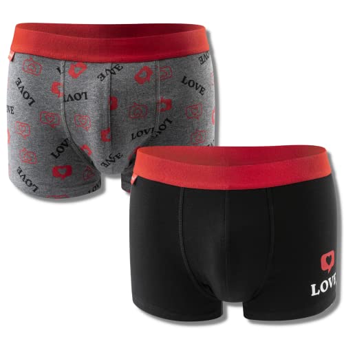 soxo Valentinstag Boxershorts Herren Unterhosen Männer Geschenke Love 2 Stück M von soxo