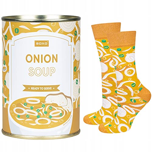 soxo Geschenke Für Frauen Damen Socken Herren Lustige Geschenk Für Männer 40-45 Onion Soup von soxo