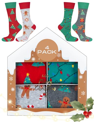 soxo Weihnachten Socken Herren Geschenke Für Frauen Männer Weihnachtssocken Damen 40-45 4 Paar Weihnachtsbox 1 von soxo