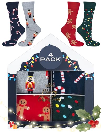 soxo Weihnachten Socken Herren Geschenke Für Frauen Männer Weihnachtssocken Damen 40-45 4 Paar Weihnachtsbox 3 von soxo