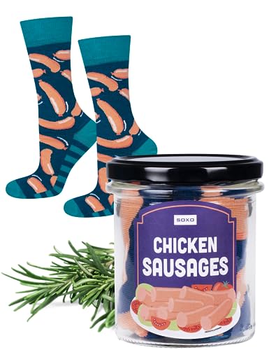 soxo Dose Socken Herren Bier Geschenke Für Männer Lustige Geschenk Sommer Socks Men 40-45 Sausages 1 Paar von soxo
