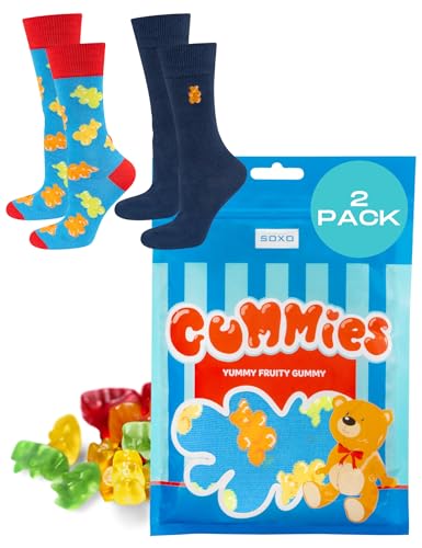 soxo Süßigkeiten Socken Geschenke Für Frauen Damen Herren Lustige Geschenk Für Männer 40-45 Gummies 2 Paar von soxo