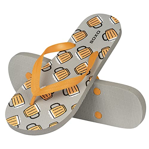 soxo Flip Flops Herren Bunte Zehentrenner Sommer Latschen Lustige Badeschlappen Bunt 40-41 Bier von soxo