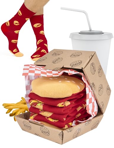 soxo Fast Food Geschenke Für Frauen Damen Socken Herren Lustige Geschenk Für Männer 35-40 Hamburger 1 Paar von soxo