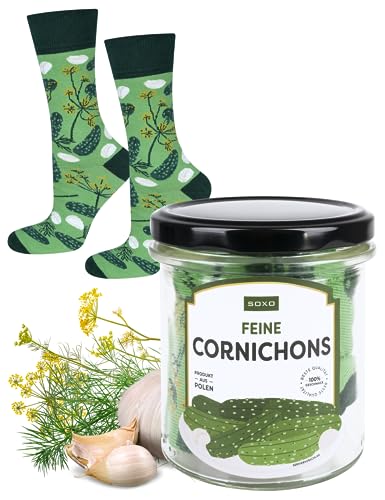 soxo Glas Socken Damen Geschenke Für Männer Herren Socks Geschenk Für Frauen 35-40 Cornichons von soxo