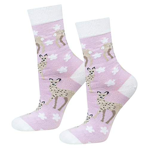soxo Tiere Lustige Socken Damen Bunte Damensocken Lange Baumwollsocken Socks Women 35-40 Rogen von soxo