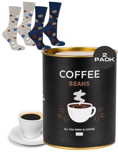 soxo Kaffee Socken Herren Geschenke Für Frauen Lustige Männer Geschenk Bunte Damen 35-40 Coffee Beans 2 Paar von soxo