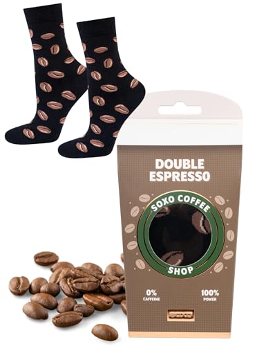 soxo Kaffee Socken Herren Geschenke Für Frauen Lustige Männer Geschenk Bunte Damen 35-40 Espresso 1 Paar von soxo