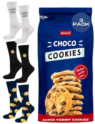 soxo Süßigkeiten Socken Geschenke Für Frauen Damen Herren Lustige Geschenk Für Männer 3 Paar 35-40 Cookies von soxo