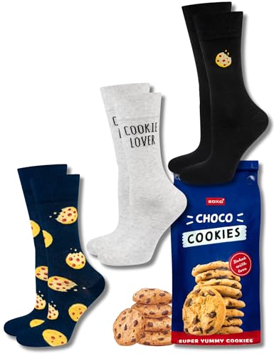 soxo Keks Socken Geschenke Für Frauen Damen Herren Lustige Geschenk Für Männer 3 Paar 40-45 Cookies 3 Paar von soxo