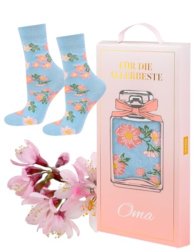 soxo Oma Socken Damen Geschenke Für Frauen Lustige Geschenk Bunte Damensocken Socks 35-40 Omas Parfüm 1 Paar von soxo