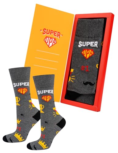 soxo Opa Socken Herren Geschenke Für Männer Lustige Geschenk Socks Men Baumwolle 40-45 Super Opa 1 Paar von soxo