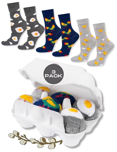 soxo Ostern Geschenke Für Frauen Damen Socken Herren Lustige Geschenk Für Männer 35-40 Egg Socks 3 Paar von soxo