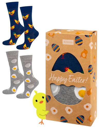 soxo Ostern Geschenke Für Frauen Damen Socken Herren Lustige Geschenk Für Männer 40-45 Happy Easter Men 2 Paar von soxo