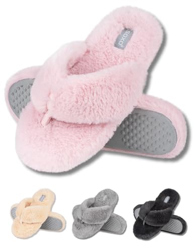 soxo Plüsch Hausschuhe Damen Lustige Geschenke Pantoletten Für Frauen Slipper Flip Flops Geschenk 35/36 Rosa von soxo