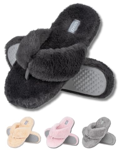 soxo Plüsch Hausschuhe Damen Lustige Geschenke Pantoletten Frauen Slipper Flip Flops Geschenk 39/40 Graphit von soxo