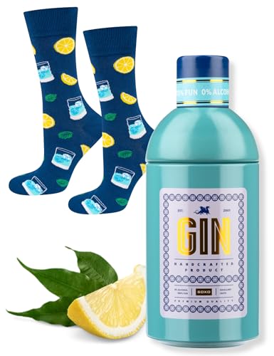 soxo Premium Socken Herren Whiskey Geschenke Männer Lustige Geschenk Socks Men Baumwolle 40-45 Gin 1 Paar von soxo