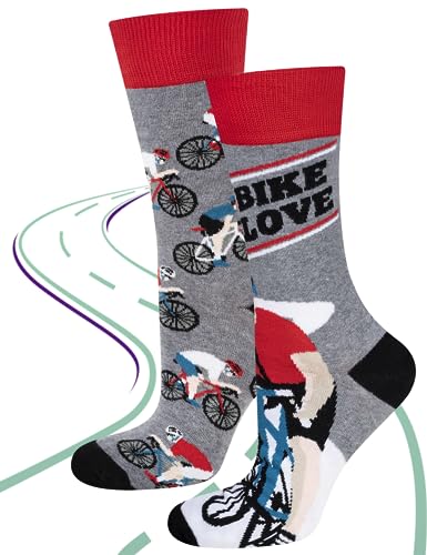 soxo Fahrrad Socken Herren Sommer Herrensocken Baumwolle Socks Men Lustige Laufsocken 40-45 Fahrräder von soxo