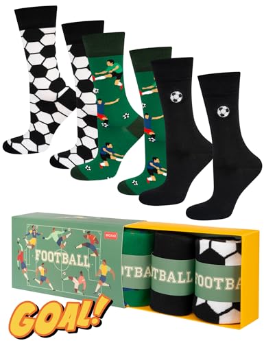 soxo Sport Socken Herren Geschenke Für Männer Lustige Geschenk Sommer Socks Men 3 Paar 40-45 Football 3 Paar von soxo