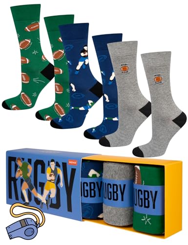 soxo Sport Socken Herren Geschenke Für Männer Lustige Geschenk Sommer Socks Men 3 Paar 40-45 Rugby 3 Paar von soxo