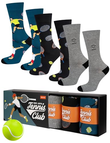 soxo Sport Socken Herren Geschenke Für Männer Lustige Geschenk Sommer Socks Men 3 Paar 40-45 Tennis 3 Paar von soxo