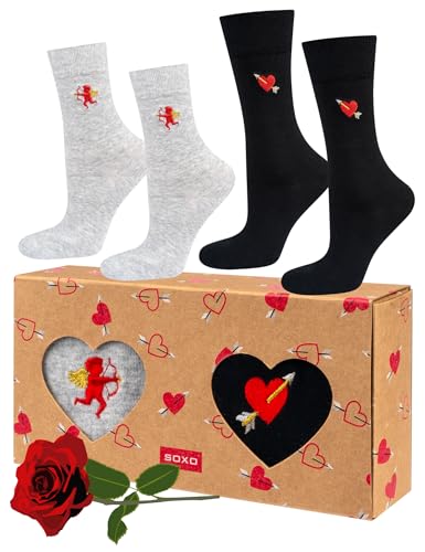 soxo Valentinstag Geschenke Für Liebsten Damen Socken Herren Männer 35-40/40-45 Set Valentinstag 2 Paar von soxo