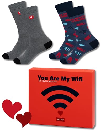 soxo Valentinstag Herren Socken Lustinge Geschenke Für Männer Baumwolle Geschenk Socke 40-45 Wi-Fi 2 Paar von soxo