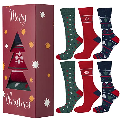 soxo Weihnachten Socken Herren Lustige Geschenke Für Männer Weihnachtssocken 3 Paar 40-45 Weihnachtsbox 1 von soxo