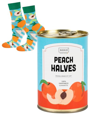 soxo Dose Socken Damen Geschenke Für Frauen Lustige Geschenk Women Socks Bunte Damensocken 35-40 Pfirsiche von soxo
