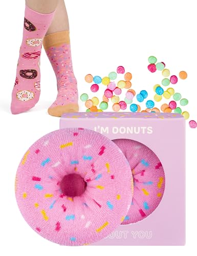 soxo Donut Socken Damen Geschenke Für Frauen Lustige Geschenk Bunte Damensocken 35-40 Hellrosa 1 Paar von soxo