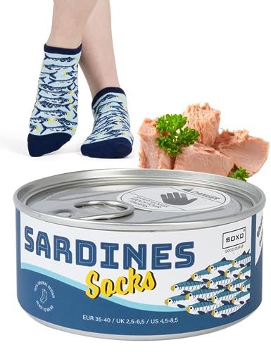 soxo Angler Geschenke Für Frauen Damen Socken Herren Lustige Geschenk Für Männer 35-40 Sardines Damen von soxo
