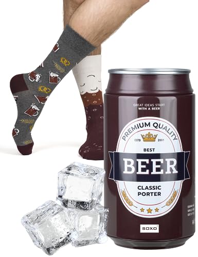soxo Dose Socken Herren Bier Geschenke Für Männer Lustige Geschenk Sommer Socks Men 40-45 Classic Porter 1 Paar von soxo