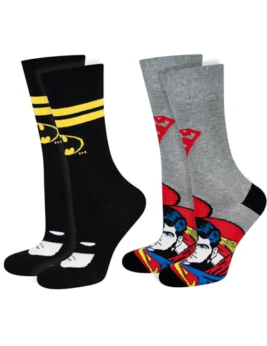 DC Comics The Batman Superman Lustige Socken Herren Baumwolle Herrensocken 40-45 Batman Superman 2 Paar DC Comics The Batman Superman Lustige Socken Herren Baumwolle Herrensocken 40-45 Batman Superman 2 Paar von soxo