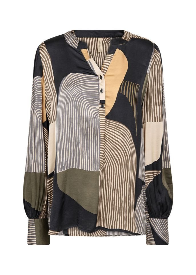 soyaconcept Langarmbluse - elegante Bluse in minimalistischem Muster mit Ballonärmel von soyaconcept